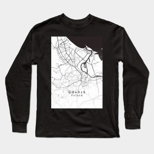 Gdansk Poland City Map white Long Sleeve T-Shirt